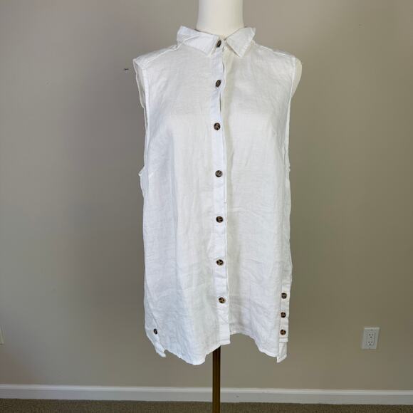 Jones New York 100% Linen Button Up Sleeveless Top US Women's XL - Picture 2 of 10